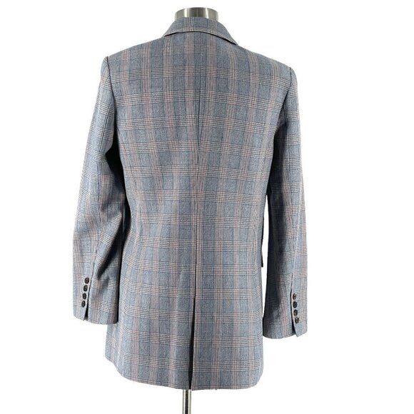 NWT Equipment Jeanne Longline Blazer Blue Glen Plaid One Button Wool-Blend 8 - Picture 5 of 13